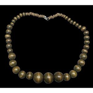 Vintage Rustic Brown Wood Beaded Necklace